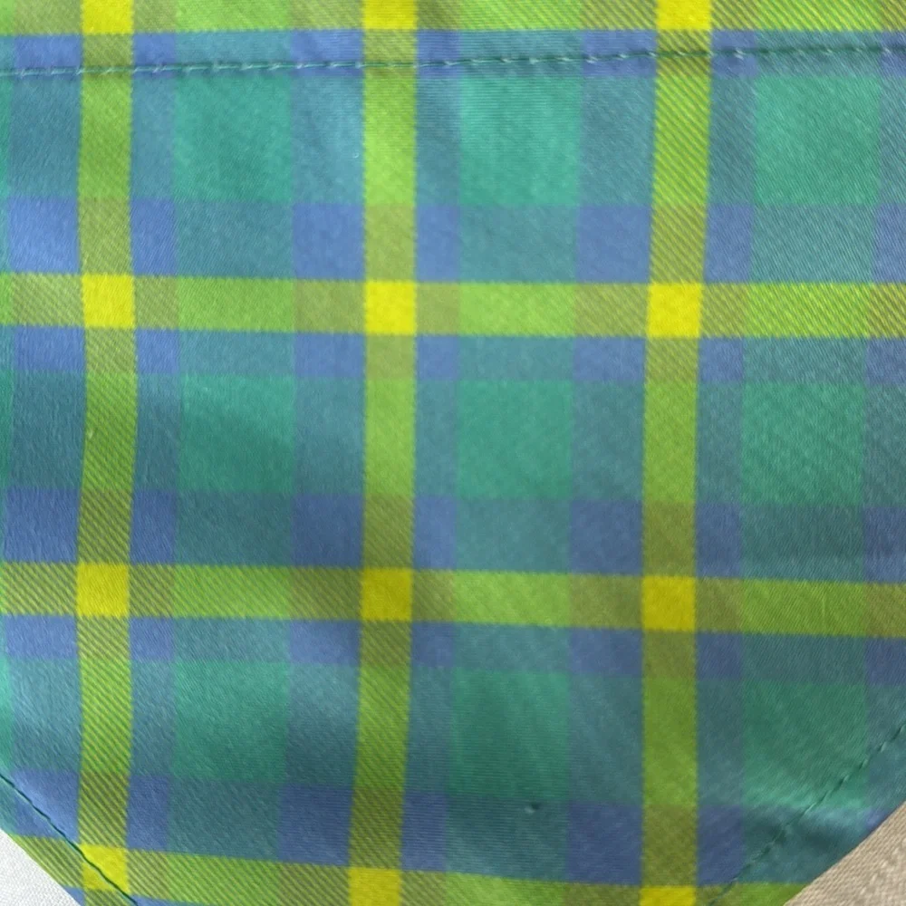 MINISO Pets Plaid Bandana Collar Blue Green 17-26 lb NWT